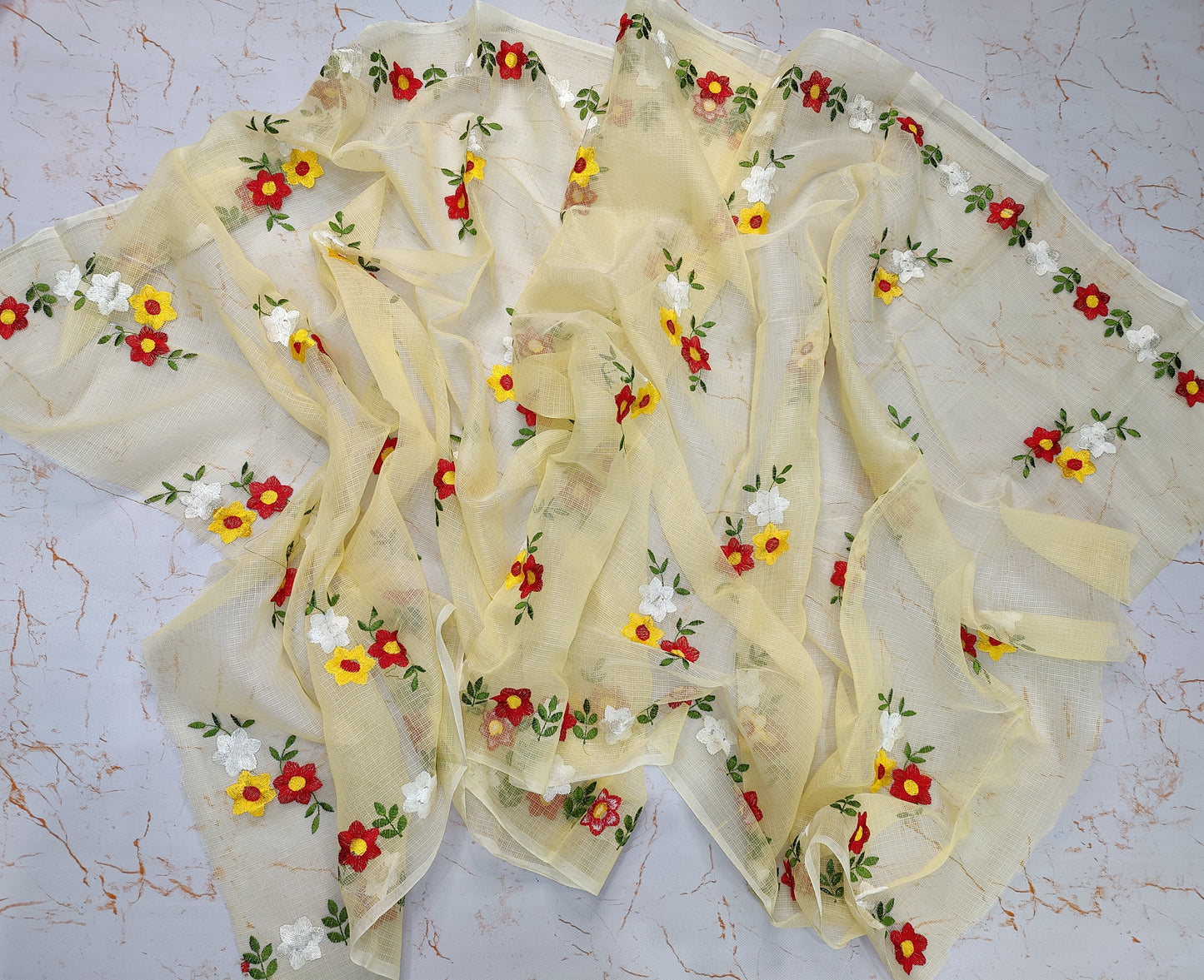Floral Kota Doria Embroidery Dupatta