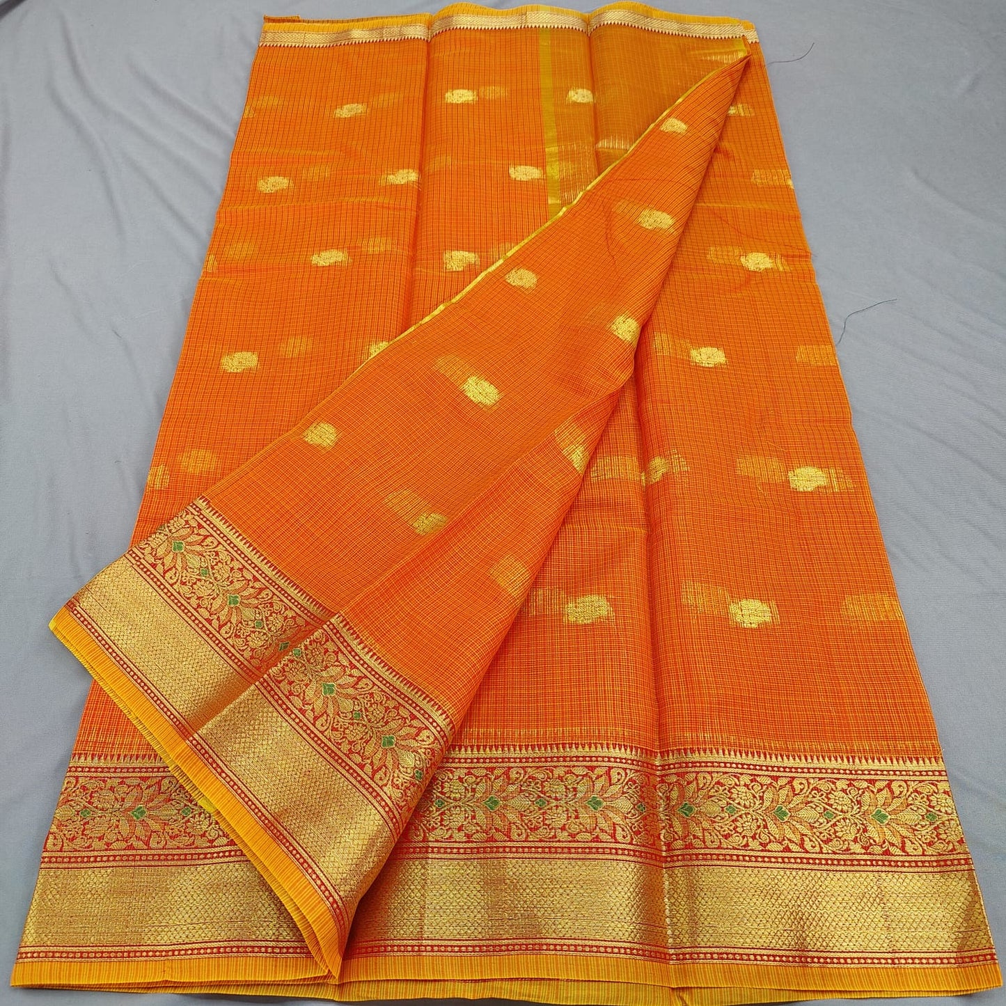 Kota Doria Cotton Saree With Blouse