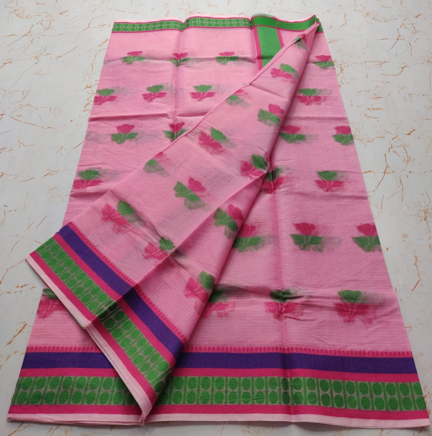 Kota Doria Cotton Saree With Blouse