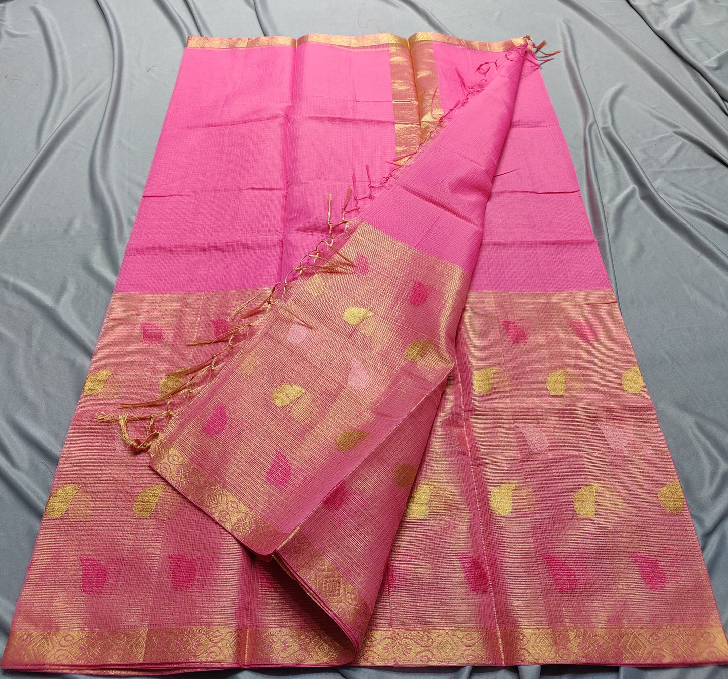 Kota Doria Cotton Saree With Blouse