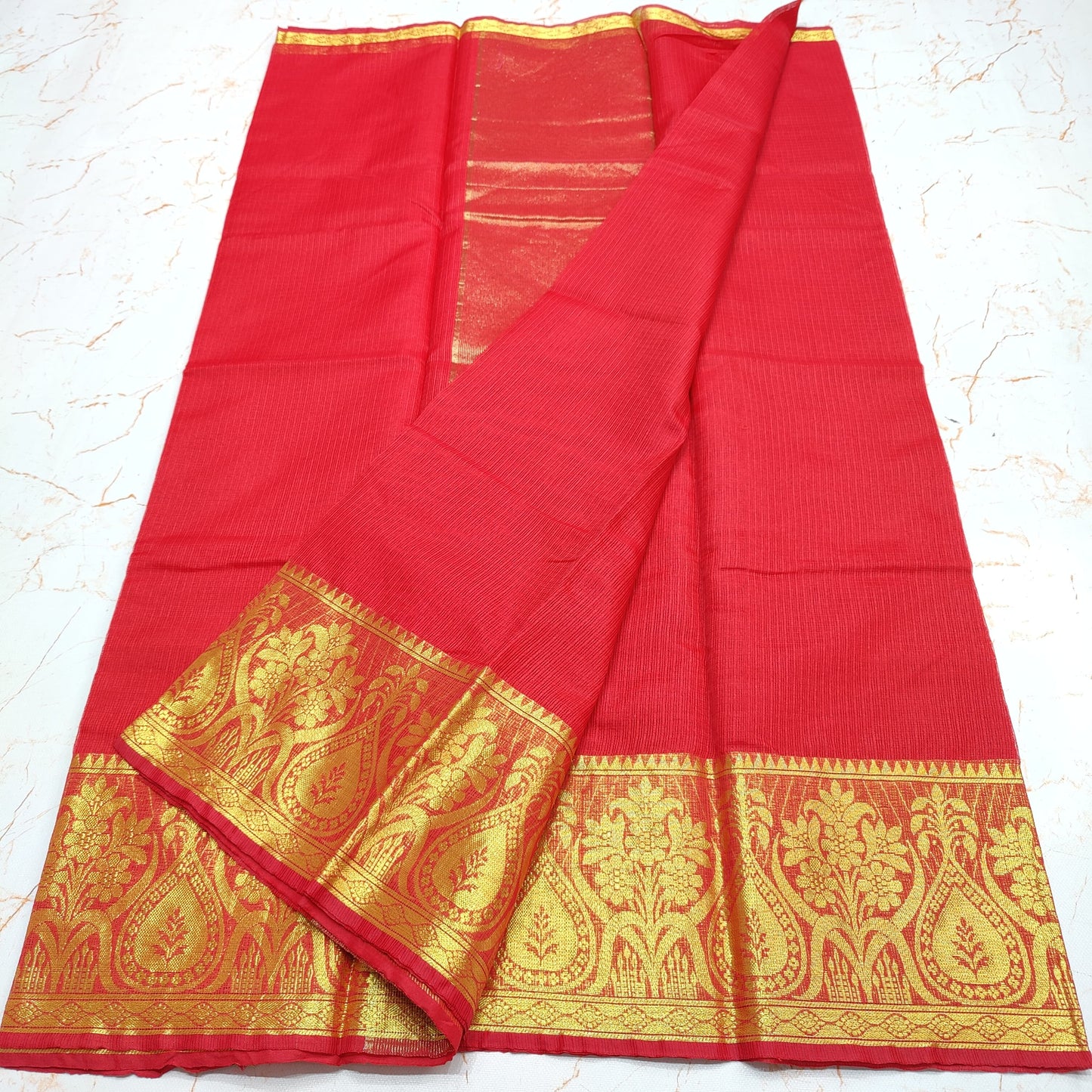 Kota Doria Cotton Saree With Blouse