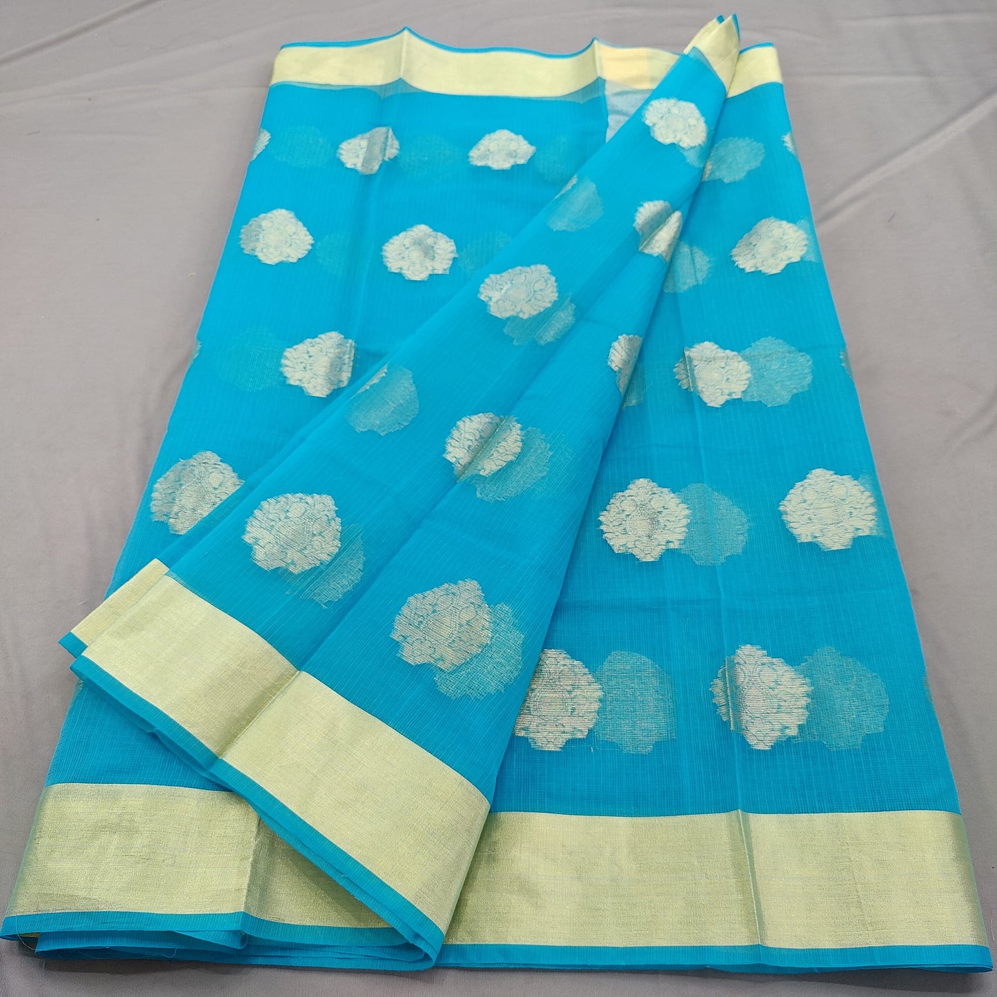 Kota Doria Cotton Saree With Blouse