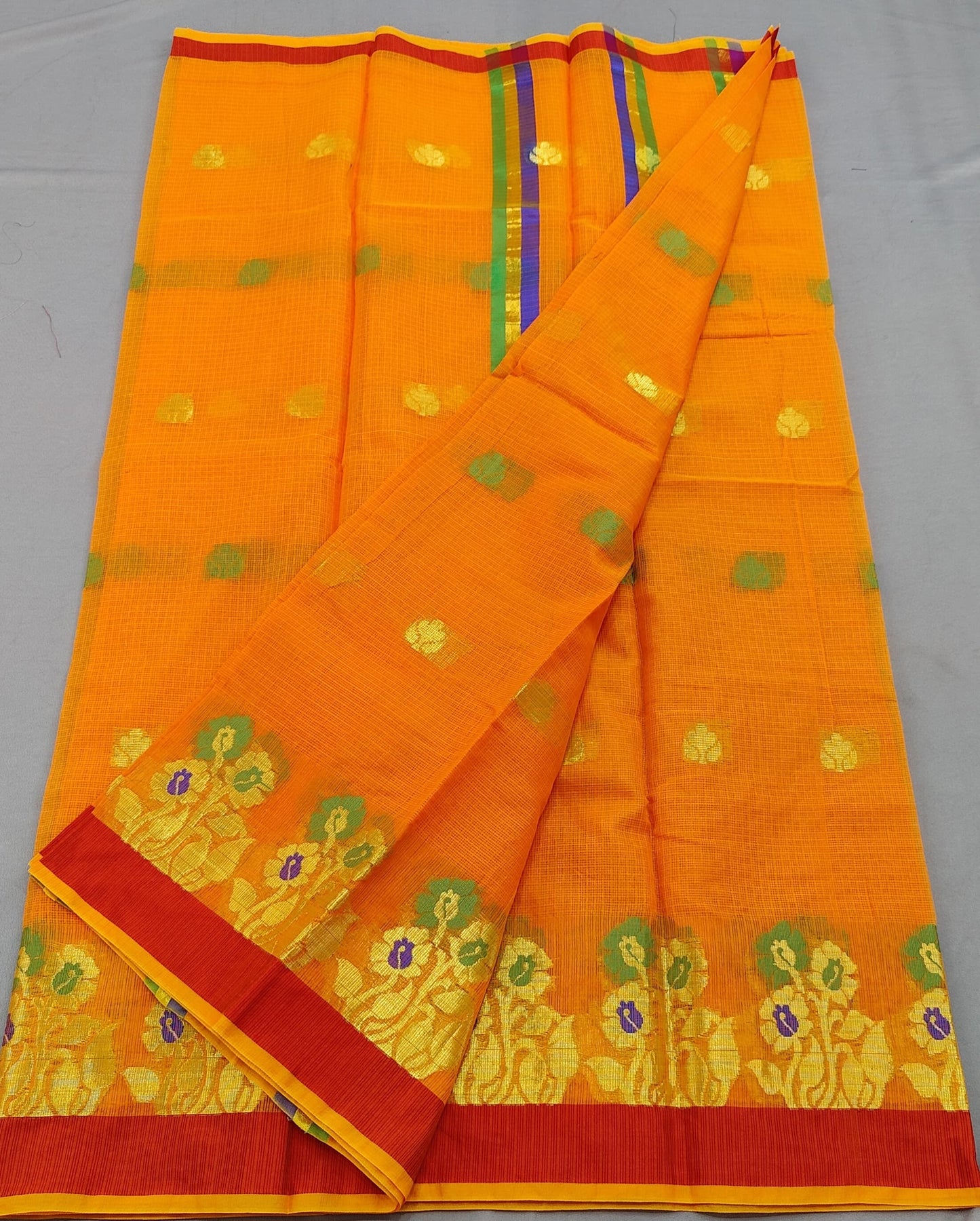 Kota Doria Cotton Saree With Blouse
