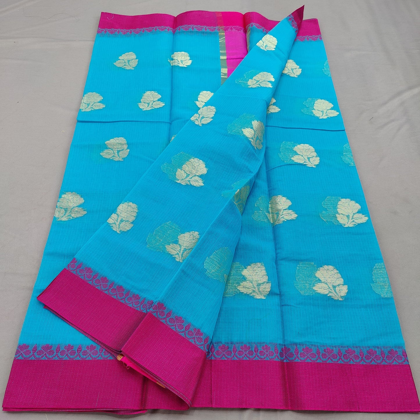 Kota Doria Cotton Saree With Blouse