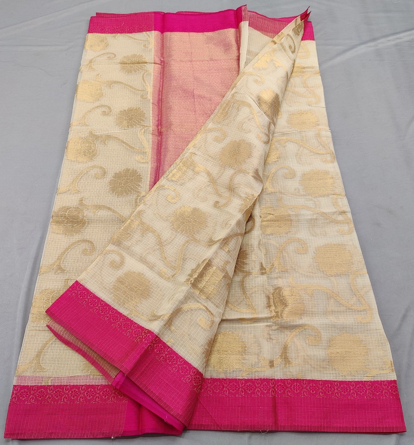 Kota Doria Cotton Saree With Blouse