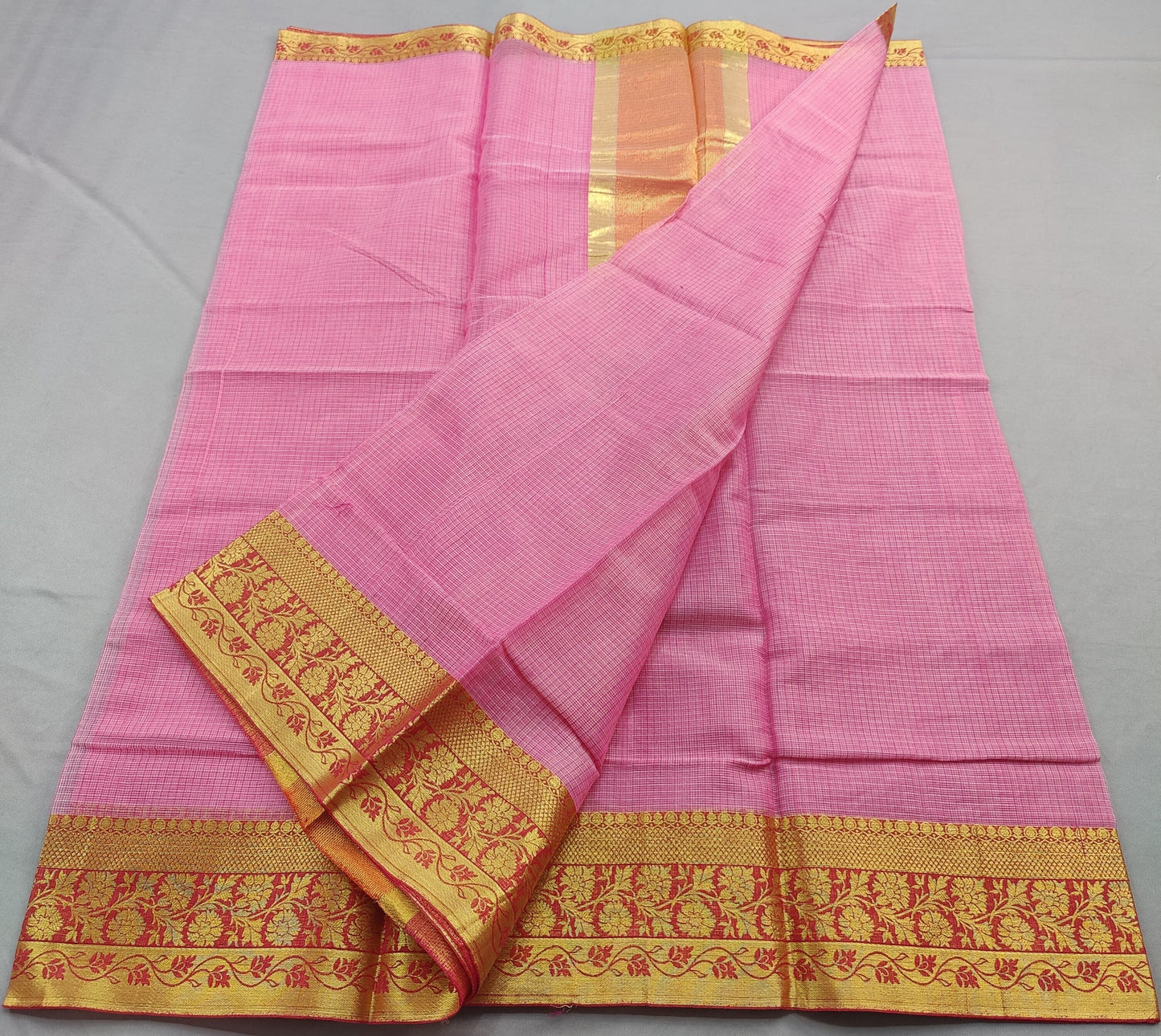Kota Doria Cotton Saree With Blouse