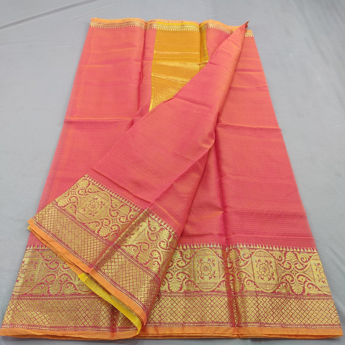 Kota Doria Cotton Saree With Blouse