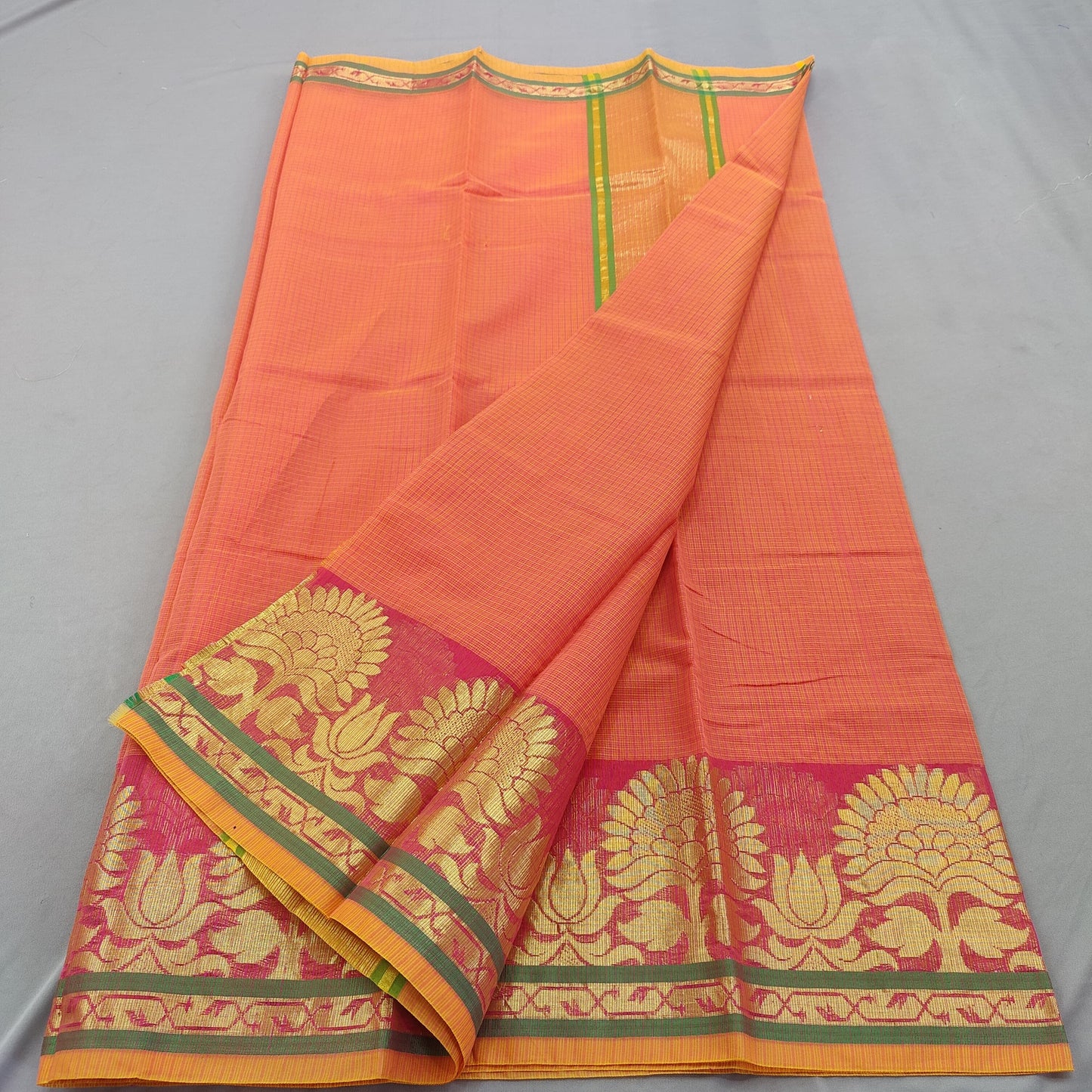 Kota Doria Cotton Saree With Blouse