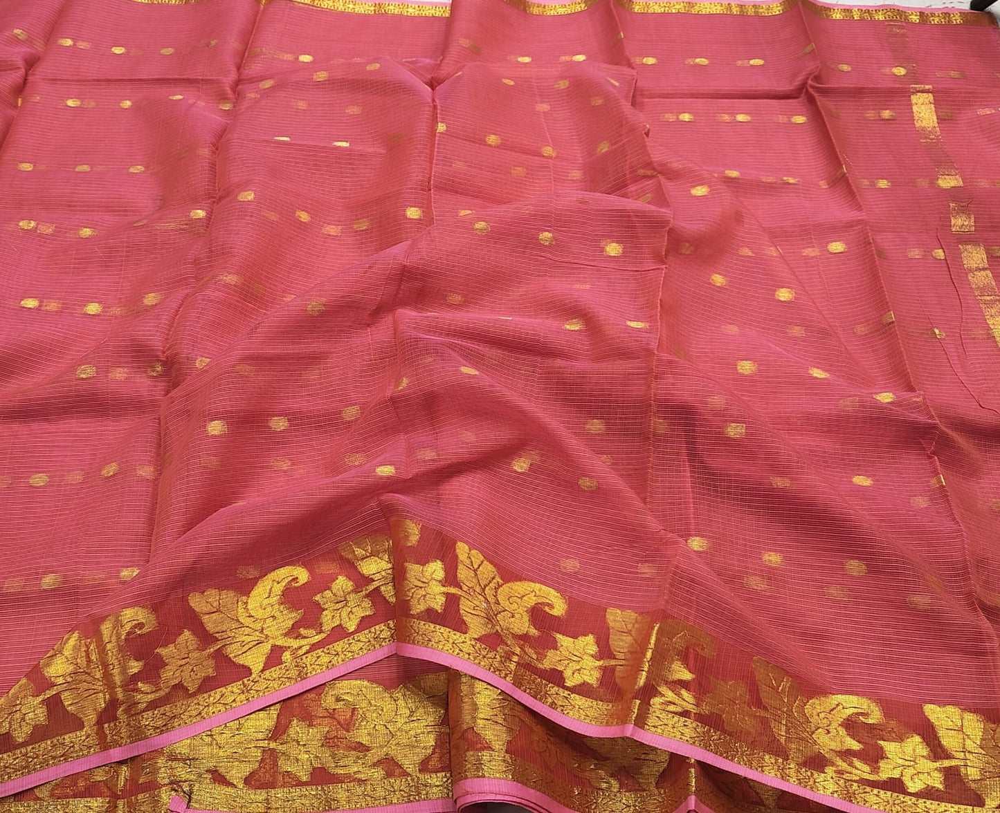 Kota Doria Cotton Saree With Blouse