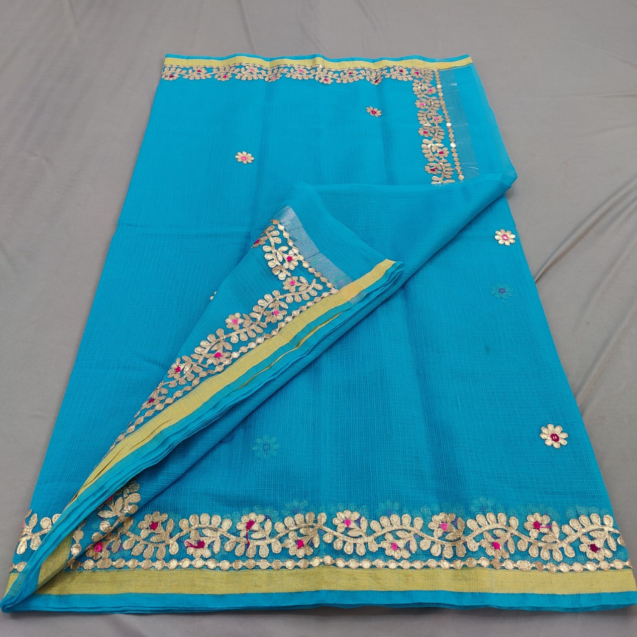 Sky Blue Gota Patti Saree
