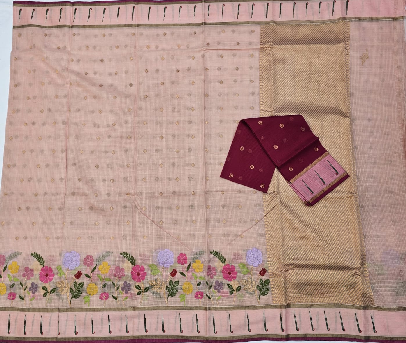Pure Zari Kota Doria Handloom Saree