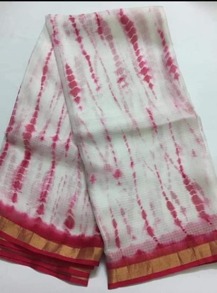 Pure Kota Doria Silk Saree Shibori Work