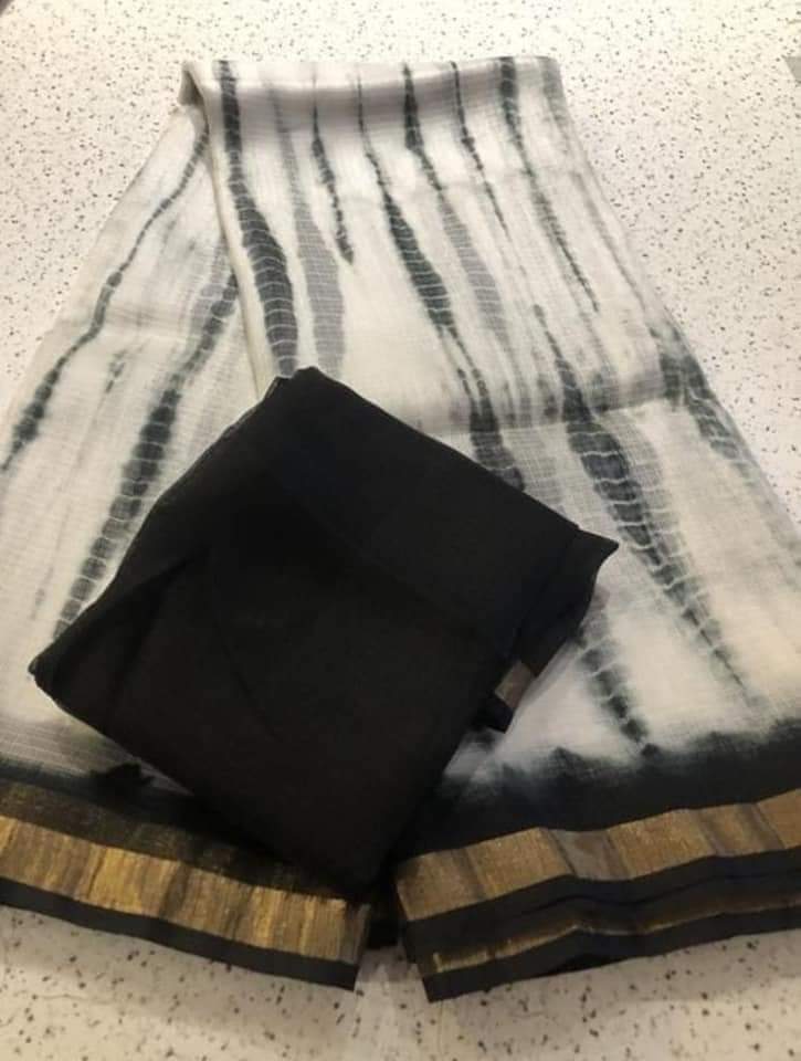 Pure Kota Doria Silk Saree Shibori Work