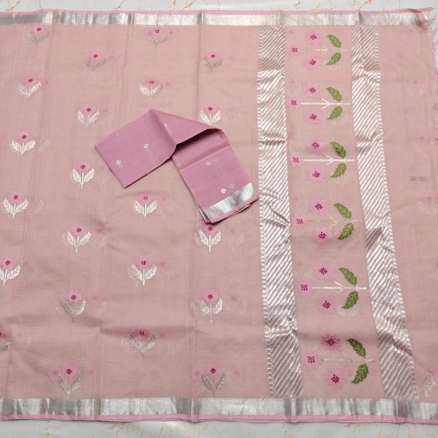 Pure Zari Kota Doria Handloom Saree main image 0
