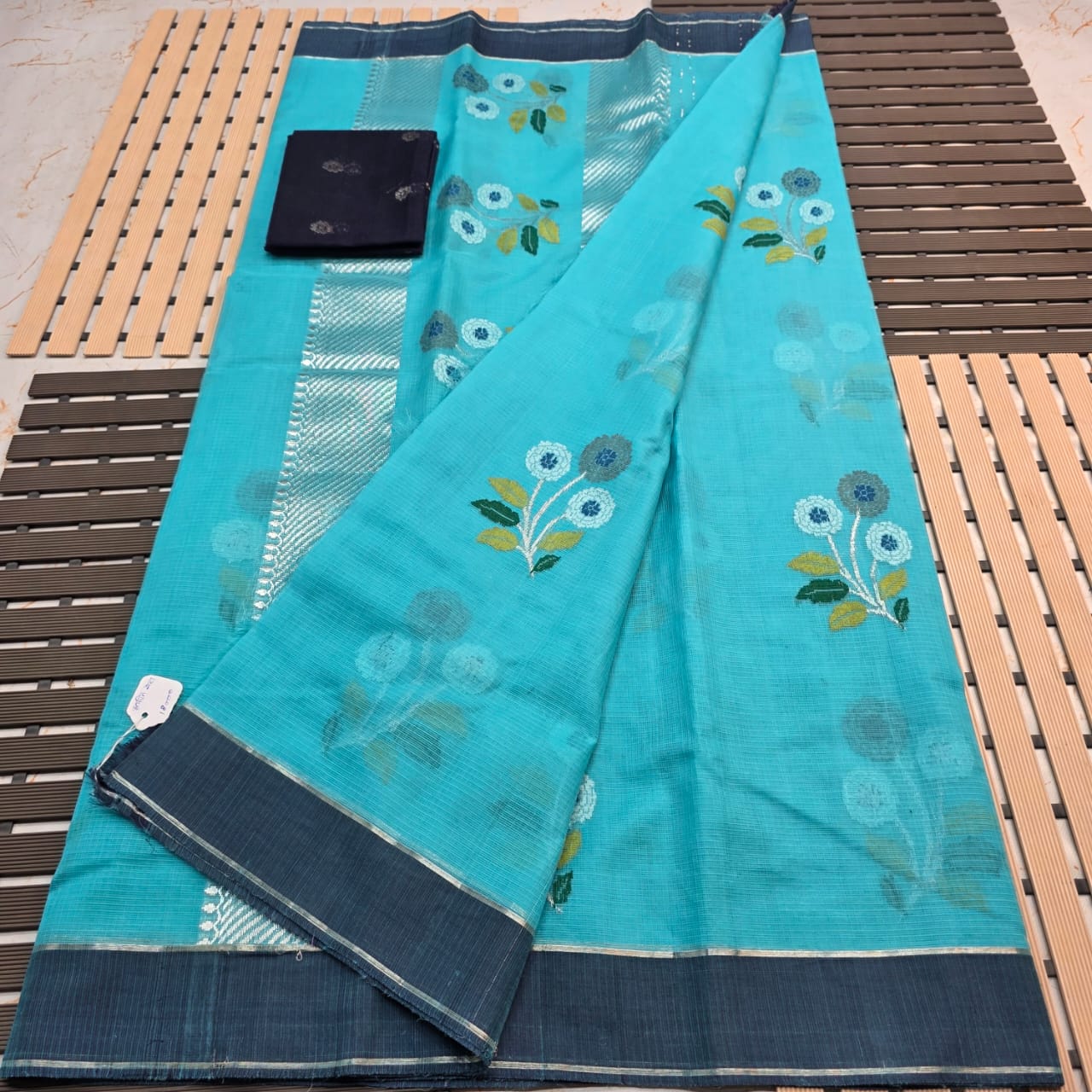 Pure Zari Kota Doria Handloom Saree