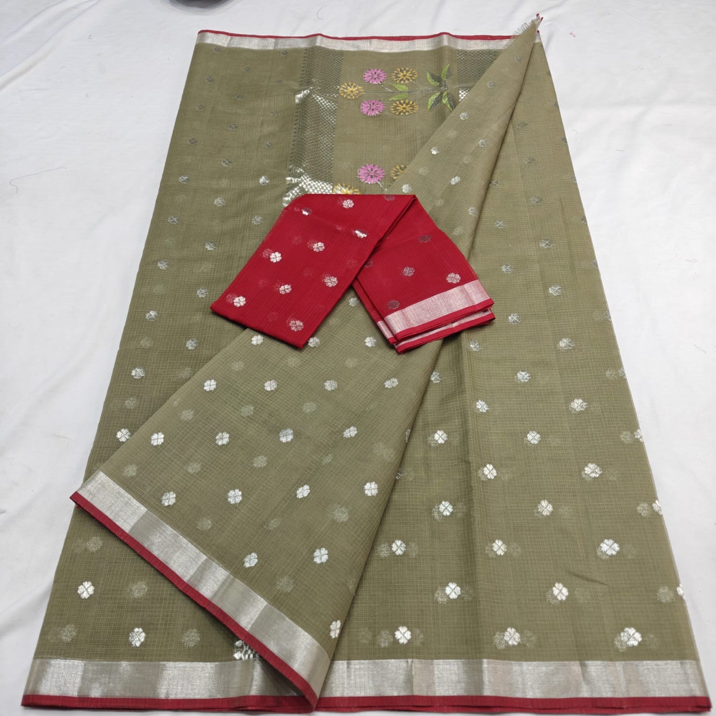 Pure Zari Kota Doria Handloom Saree