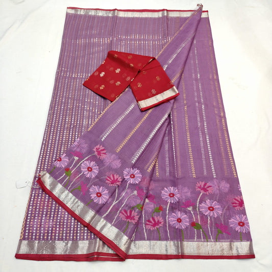 Pure Zari Kota Doria Handloom Saree