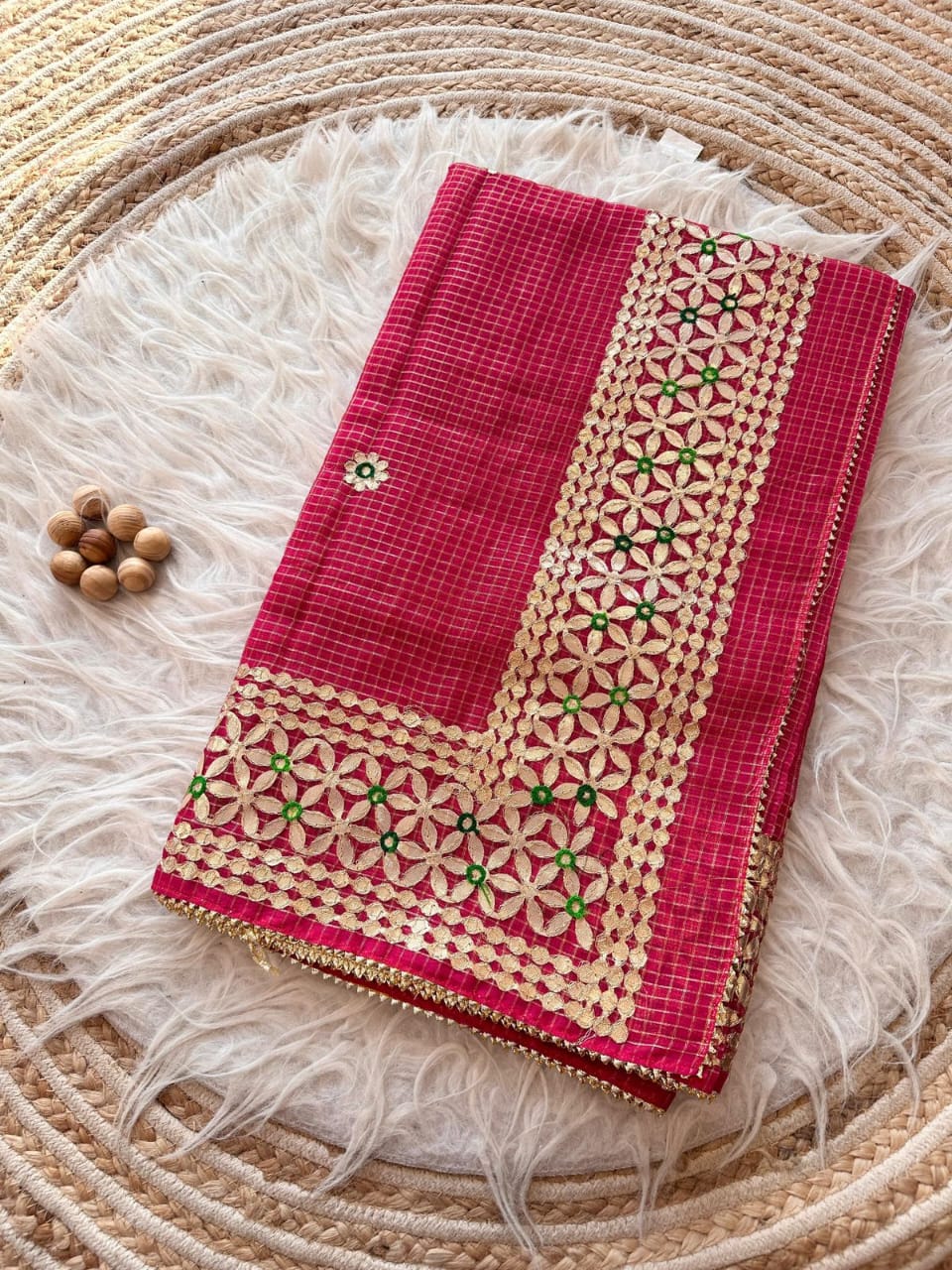 Pink Heavy Gota Patti Work Saree