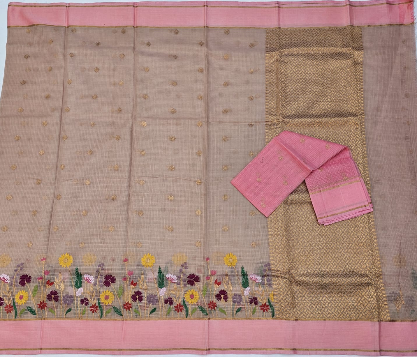 Pure Zari Kota Doria Handloom Saree
