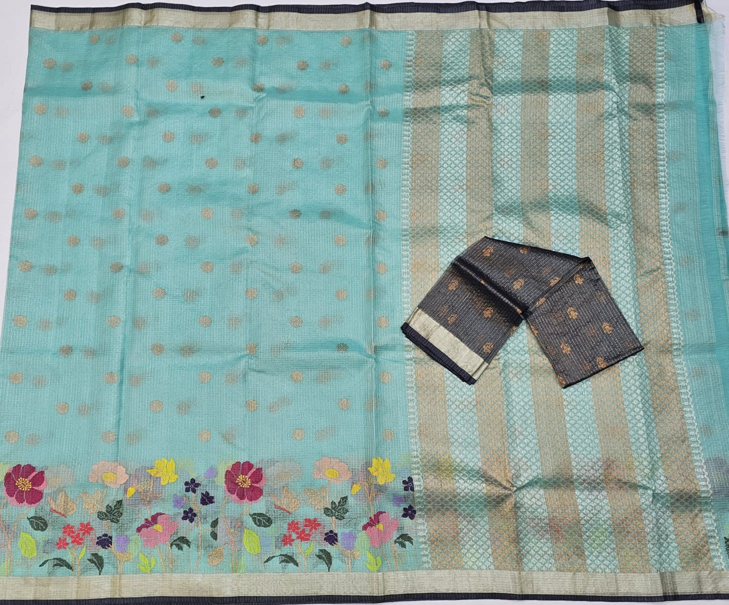 Pure Zari Kota Doria Handloom Saree