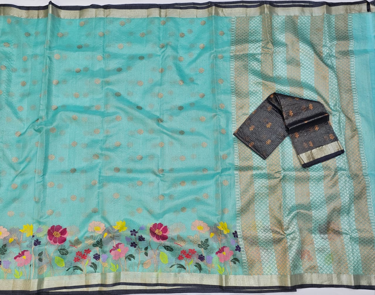 Pure Zari Kota Doria Handloom Saree