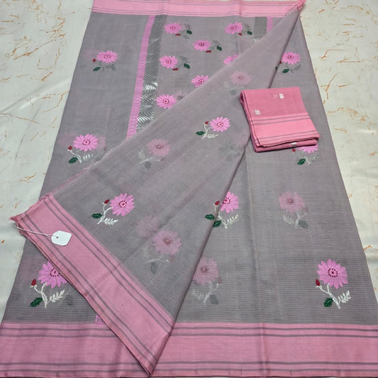 Pure Zari Kota Doria Handloom Saree