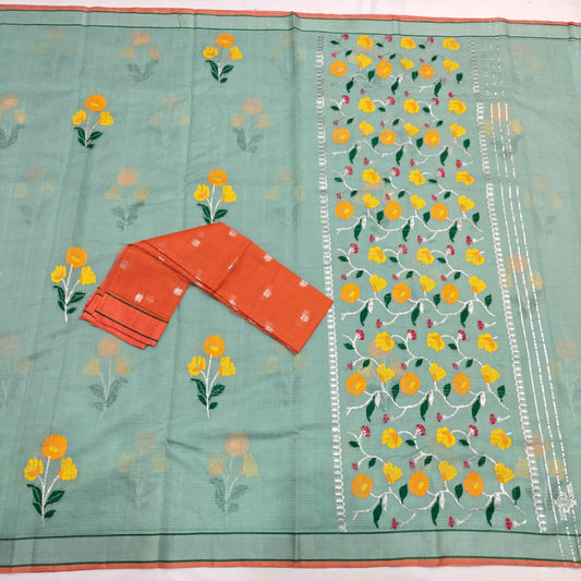 Pure Zari Kota Doria Handloom Saree