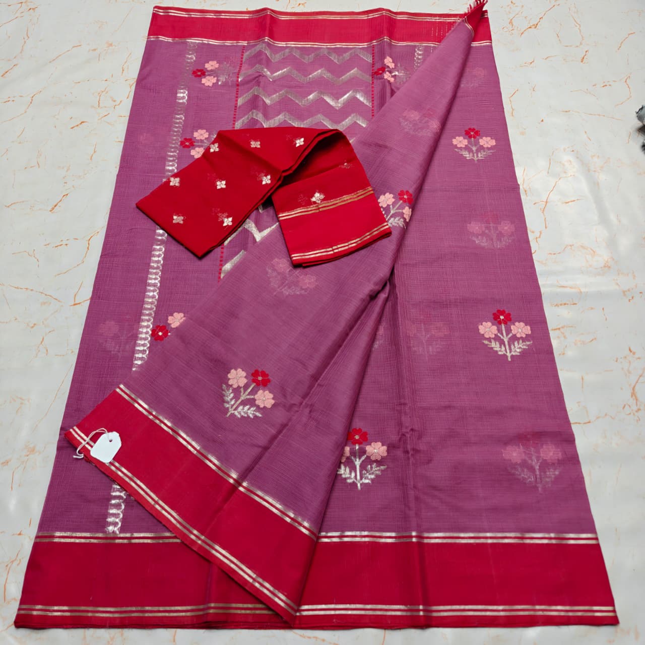 Pure Zari Kota Doria Handloom Saree