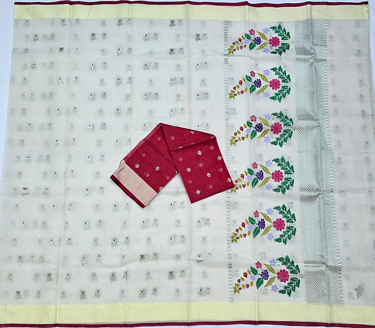 Pure Zari Kota Doria Handloom Saree