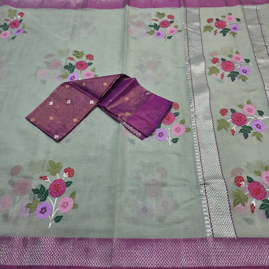 Pure Zari Kota Doria Handloom Saree