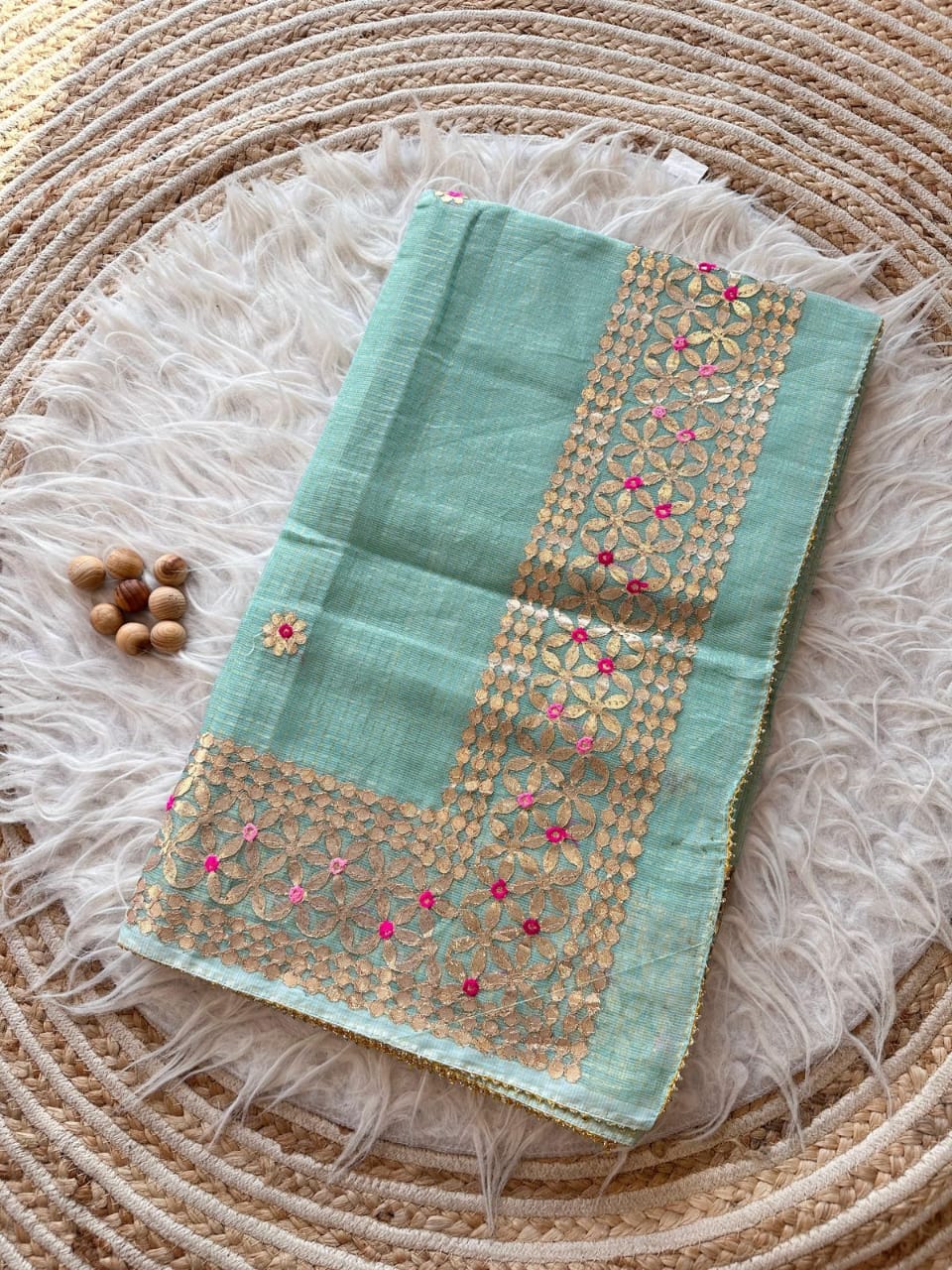 Sea Green Heavy Gota Patti Work Saree
