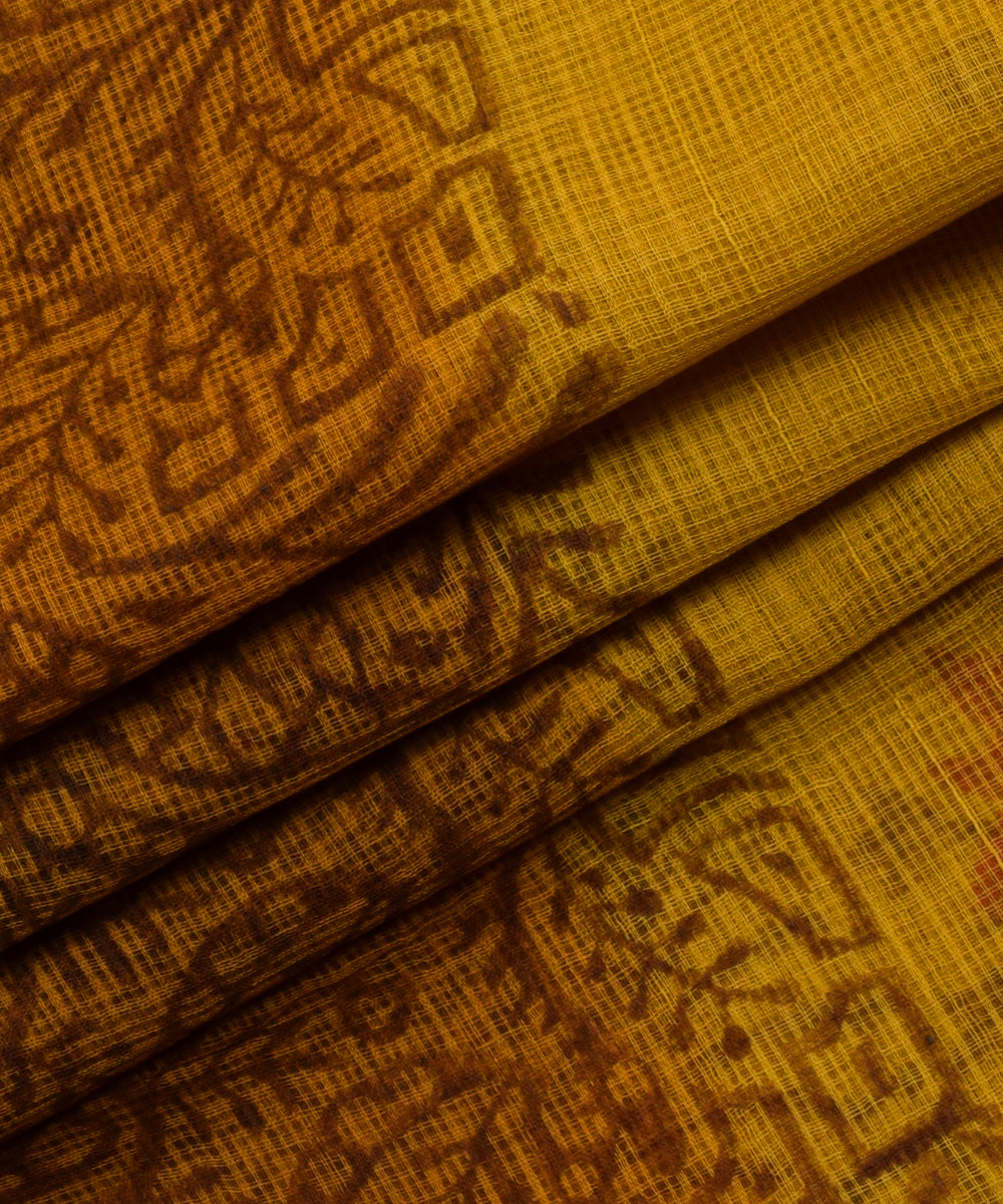 Pure Cotton Green Floral Print Kotadoria Saree