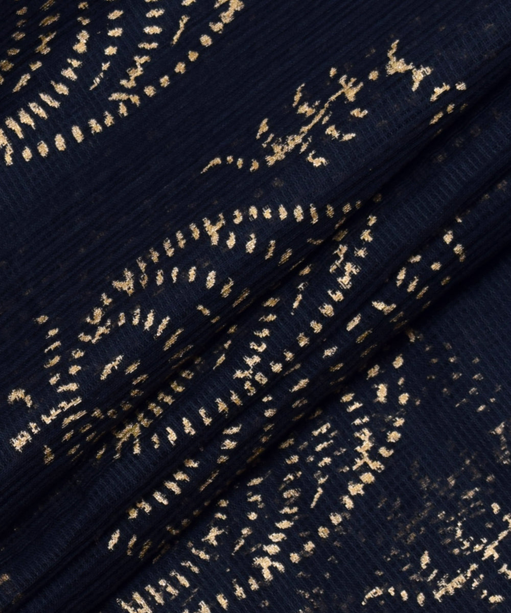 Black Fully Golden Print Zari Border KotaDoria Cotton Saree With Blouse