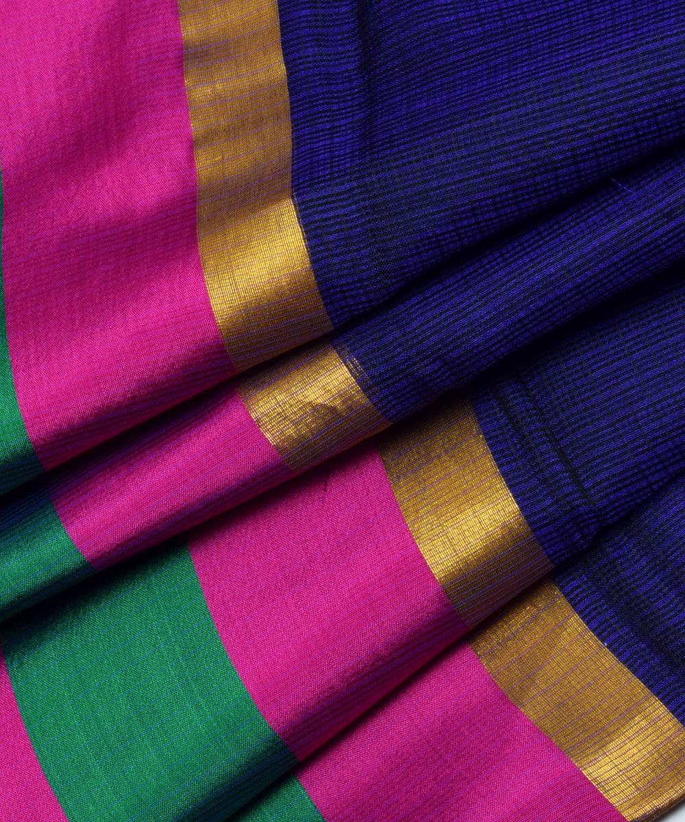 Pink Blue Kotadoria Silk Saree With Unique Print