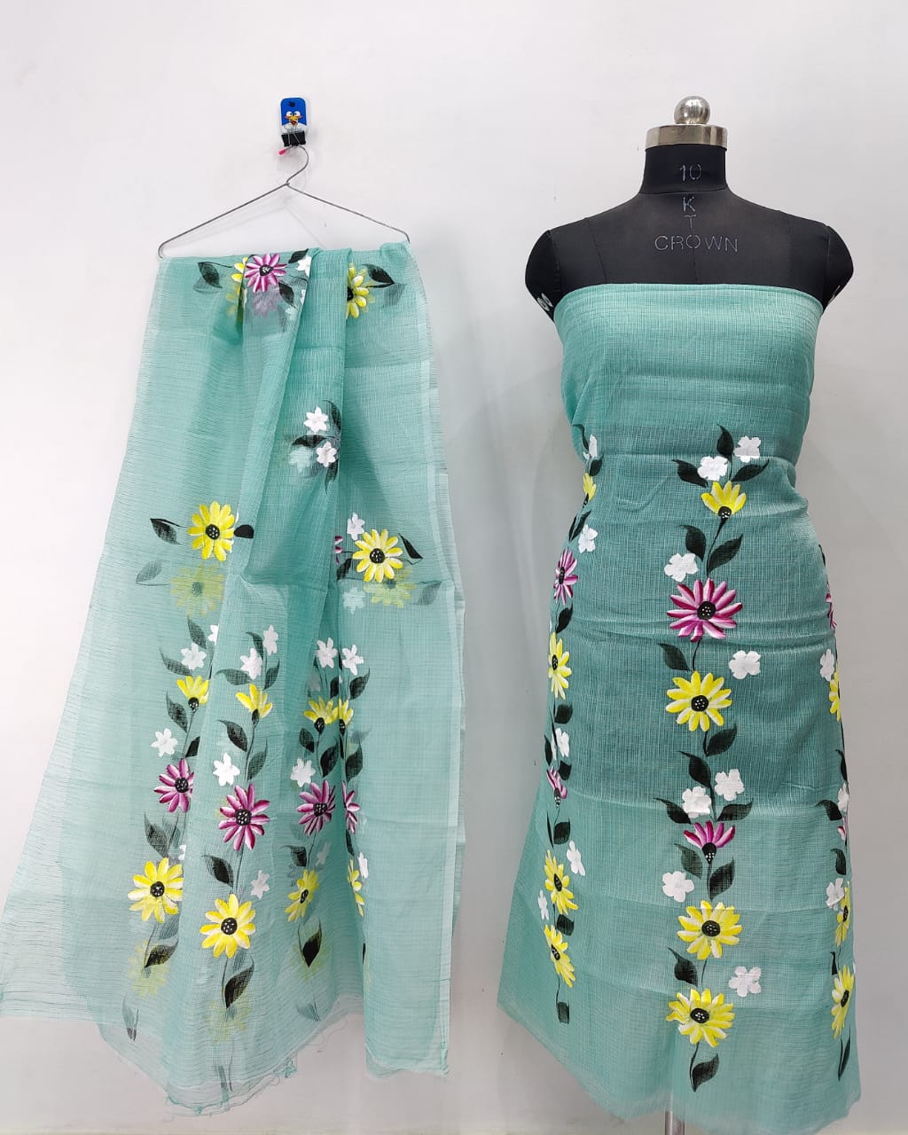 Kota Doria Hand Brush Paint Dress Material
