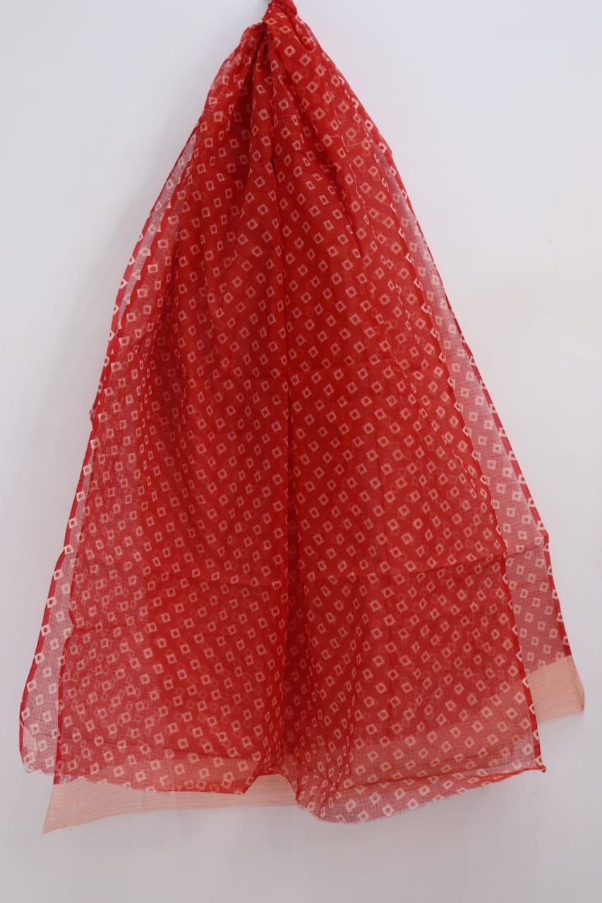 Elegant Red Design Kota Doria Dupatta