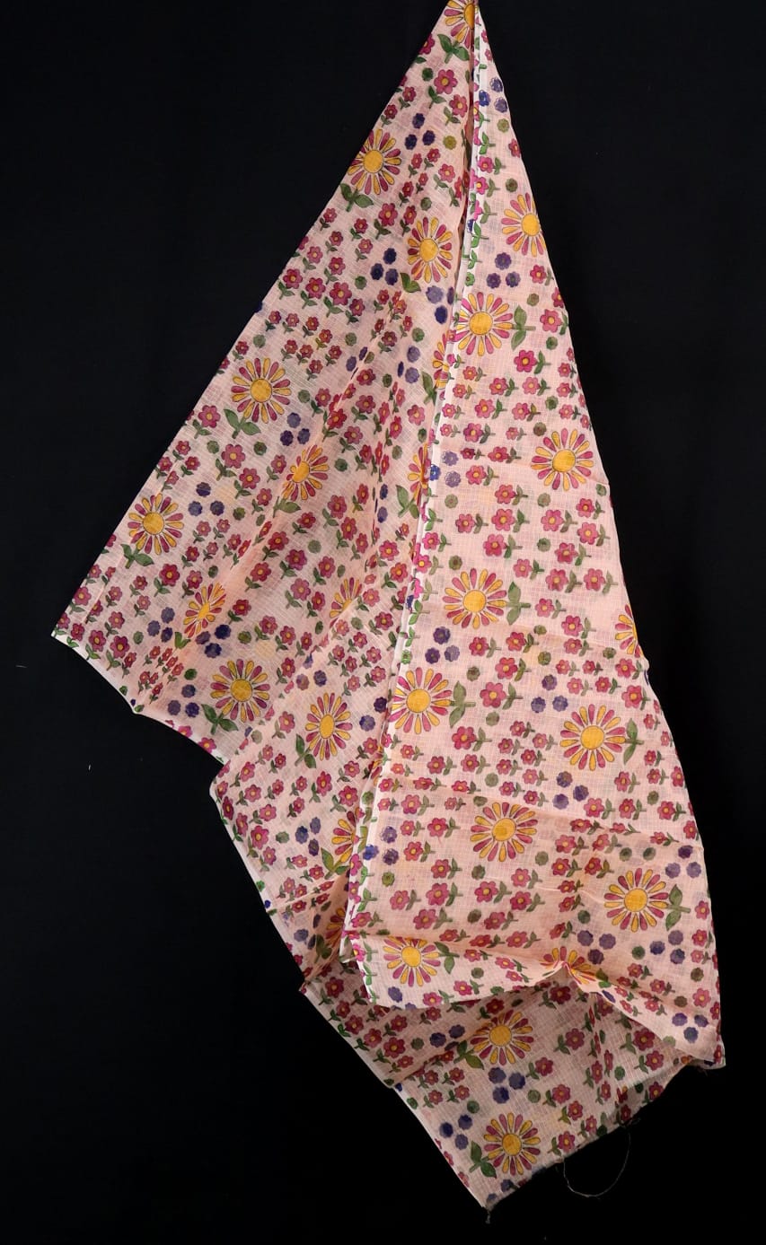 Luxurious Pink Floral Printed Kota Doria Dupatta
