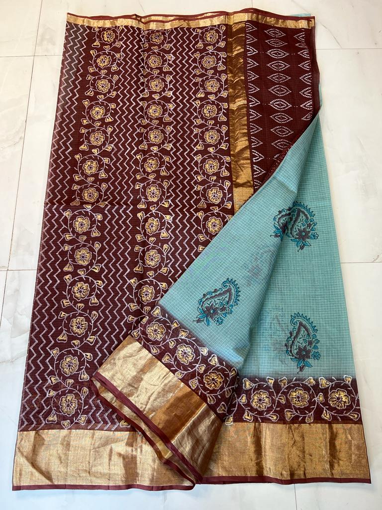 Kota Doria Cotton Saree With Blouse main image 1