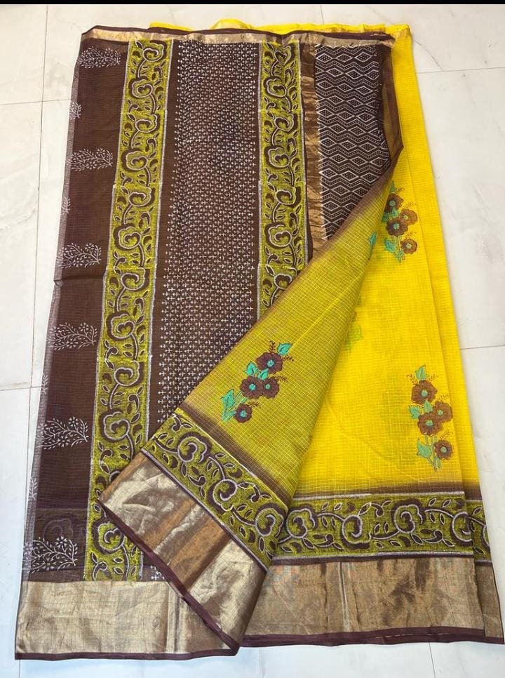 Kota Doria Cotton Saree With Blouse