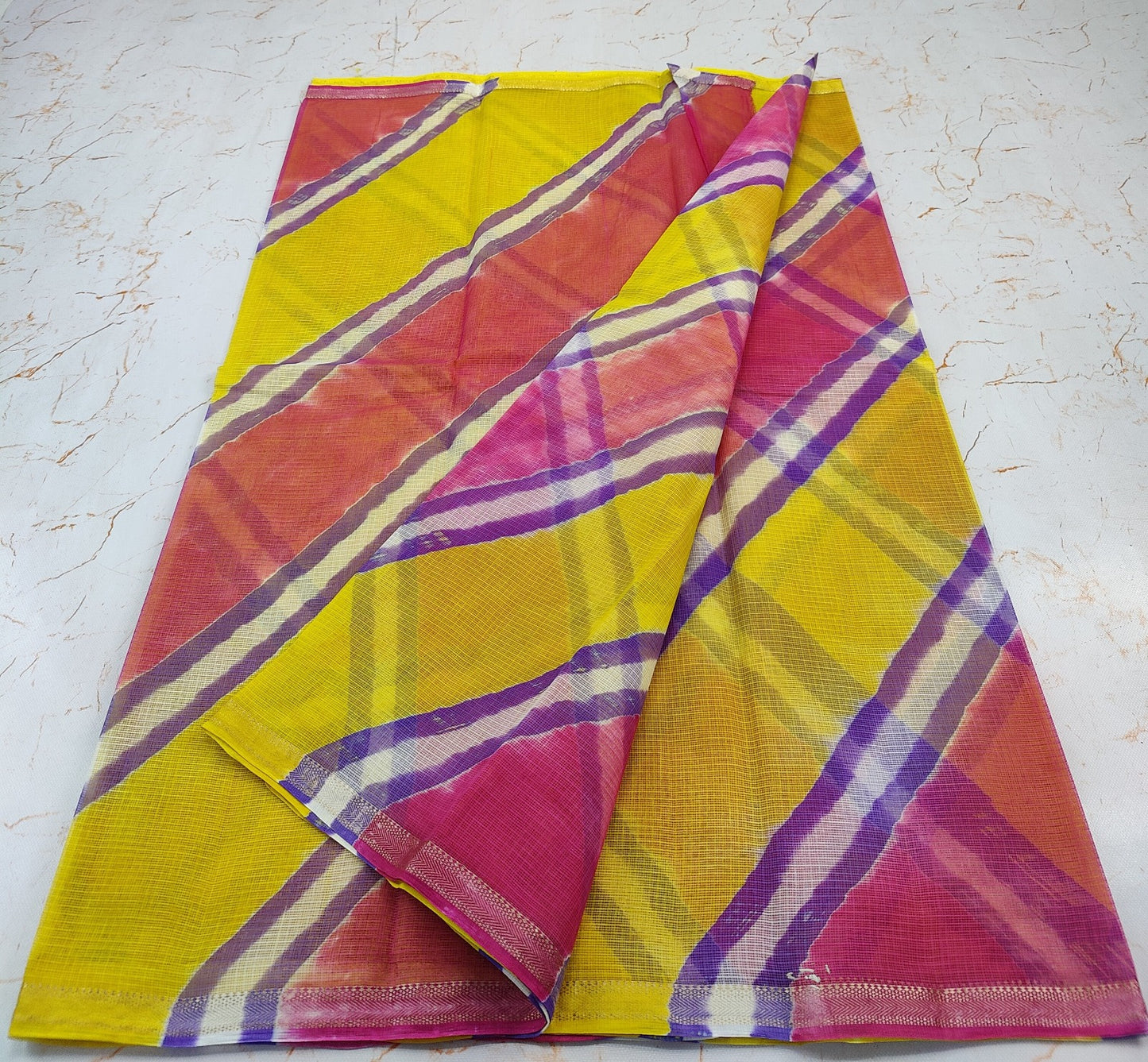 PURE Kota Doria Hand lehariya Saree