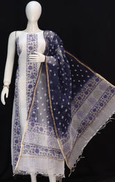 Printed Pure Kota Doria Cotton Un-Stitched Suit With Dupatta