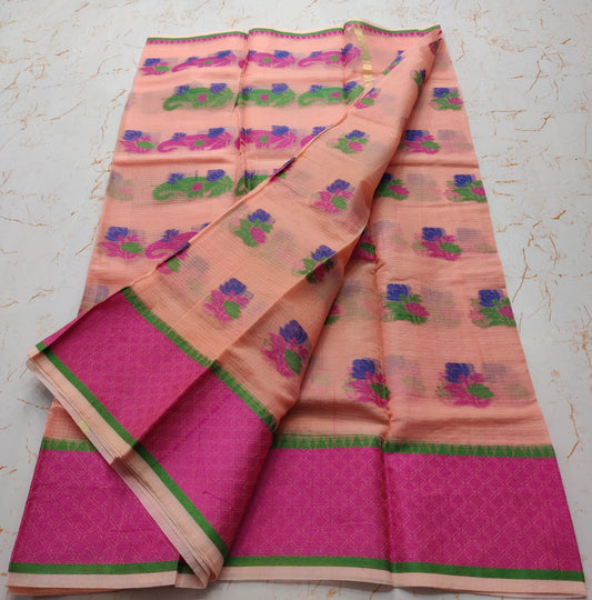 Kota Doria Cotton Saree With Blouse