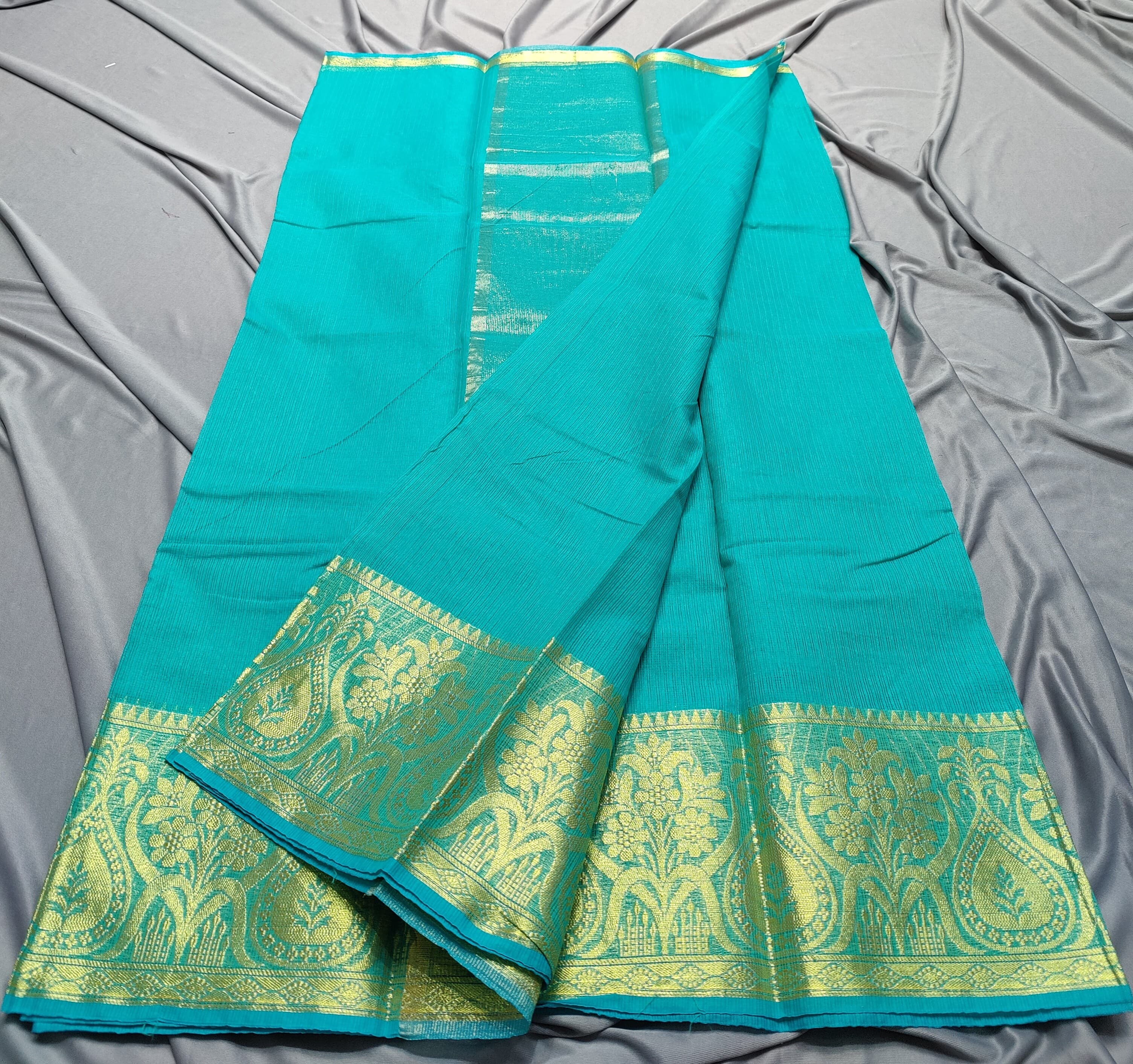 Brown - Bandhani Tie-Dye Kota Doria Cotton Saree 08