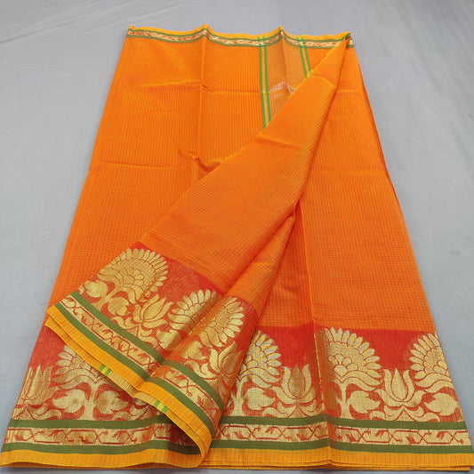 Kota Doria Cotton Saree With Blouse