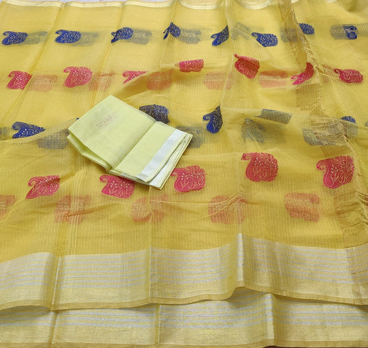 Kota Doria Cotton Saree With Blouse