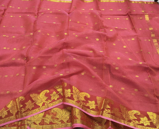 Kota Doria Cotton Saree With Blouse