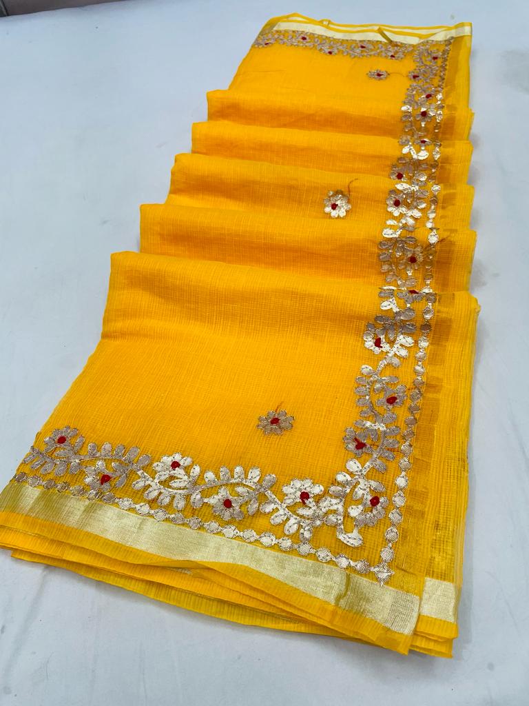 Yellow Gota Patti Saree