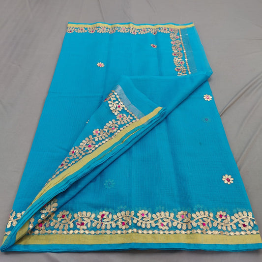 Sky Blue Gota Patti Saree