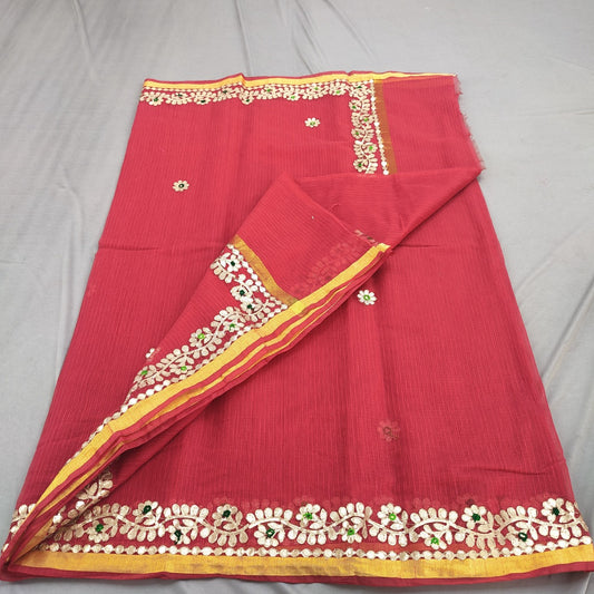 Red Gota Patti Saree