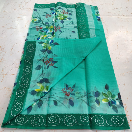 Hand Painted Cotton Saree With Running Blouse